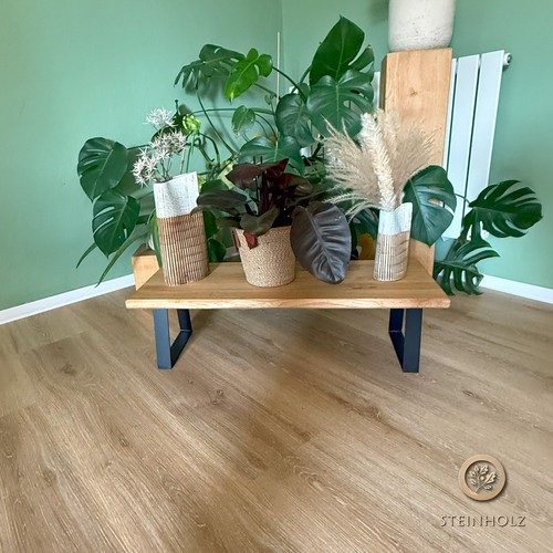 Blumenbank aus wildeiche mit - blumenbank,