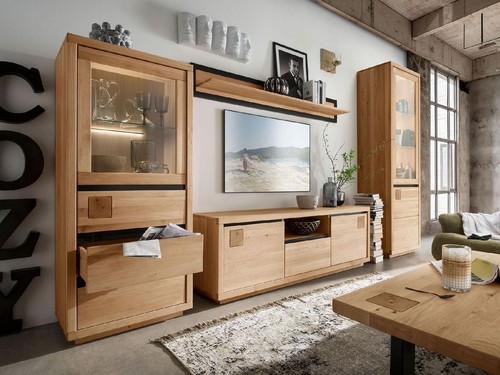 Wohnwand anbauwand massivholz - wohnwand,
